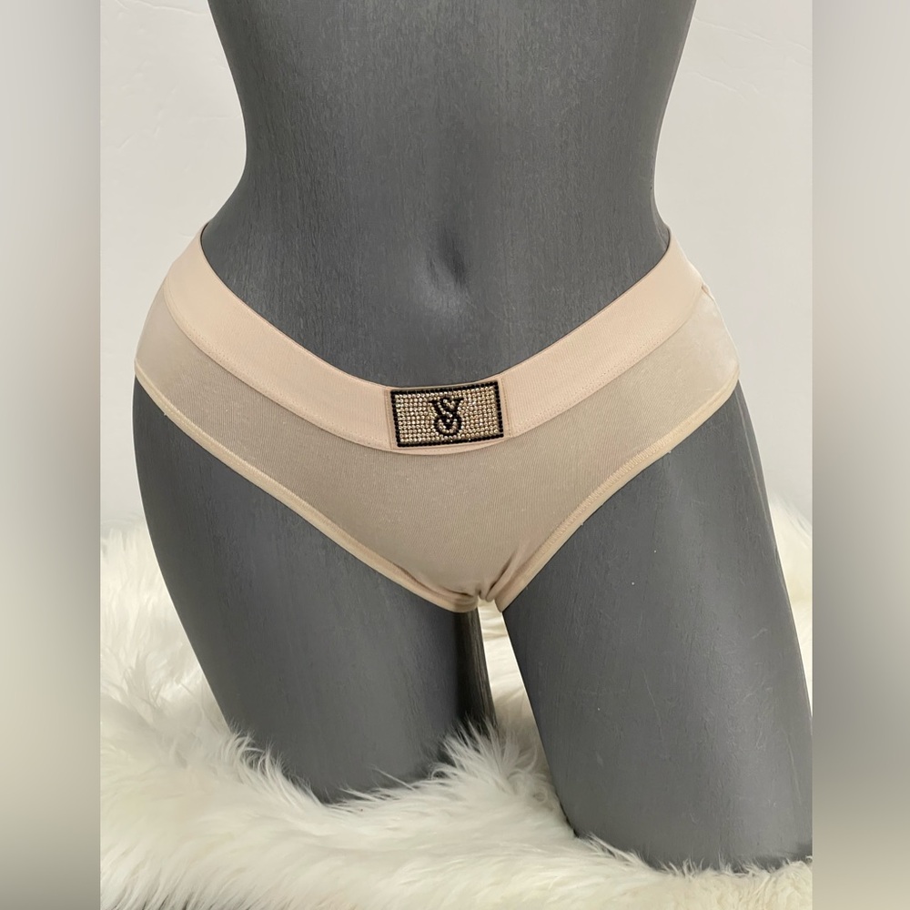 Victorias Secret Logo Cotton Shine Patch Hiphugger Panty Underwear. NWT